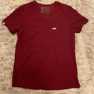 Figs Burgundy Scrub Top